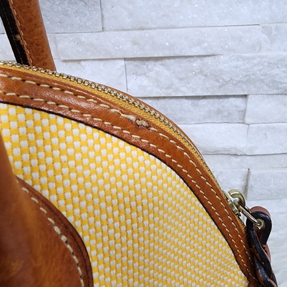 Canvas and Leather Double Zipper Satchel - Picture 4 of 16